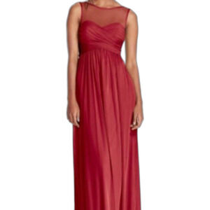 Davids Bridal Dress Sleeveless Red Bridesmaid Formal Gown Valentine Small